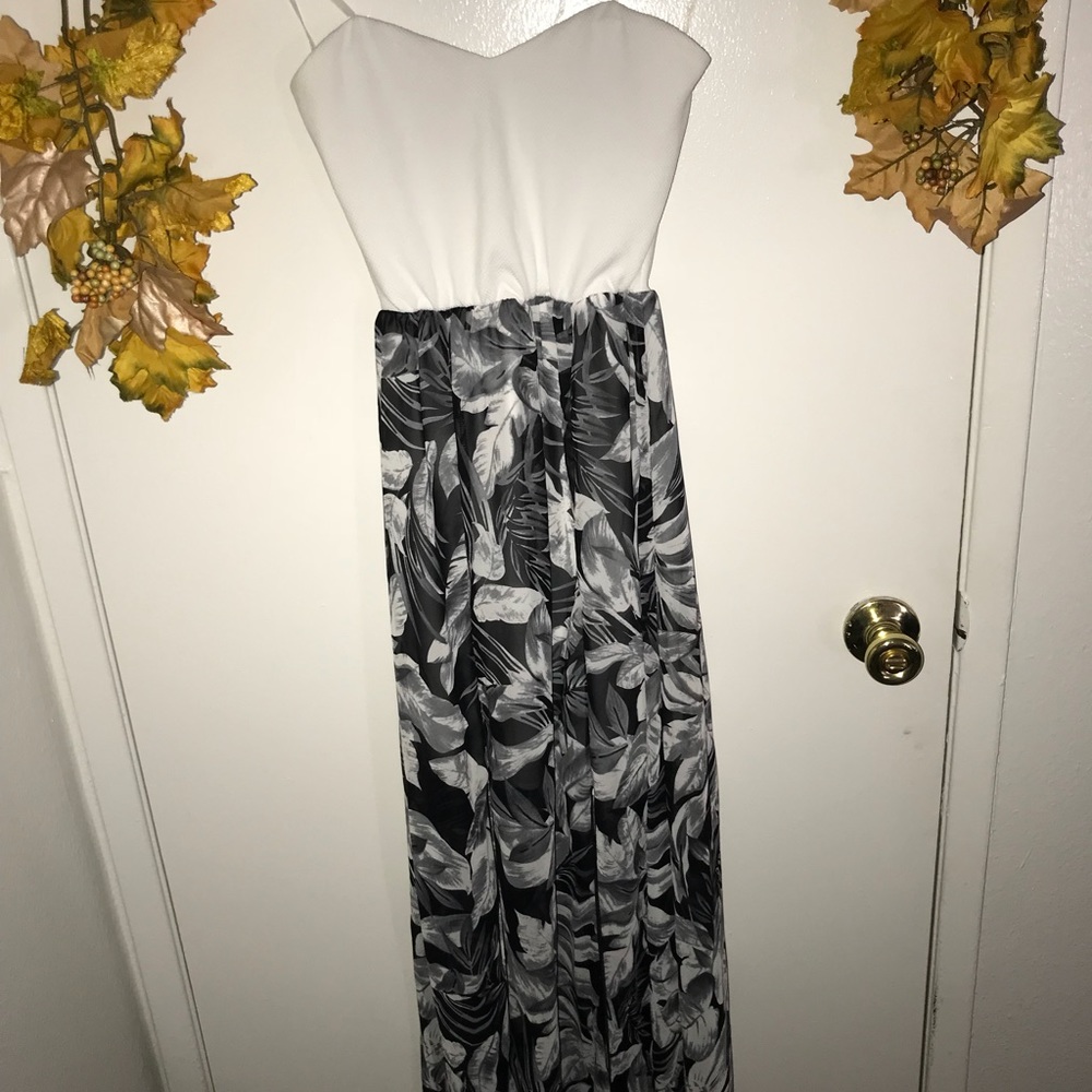 Floral Strapless Dress with slits